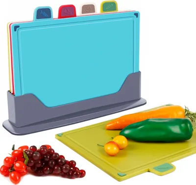 Produktbild von Schneidebrett-Set mit Halter - Küchenutensilien - Modernes Design - Schneidebrett - Schneidebrett-Set - Schneidebretter - Must-Have für die Küche!