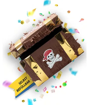 Produktbild von Pinata Schatztruhe 30 x 23 x 36 cm Partyspiele Kinder Geburtstag Geburtstagsdeko