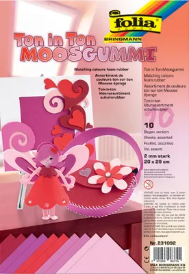 Produktbild von folia Moosgummi (B)200 x (H)290 mm TON IN TON MIX rot 10 Stück