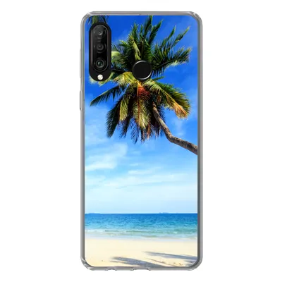 Produktbild von MuchoWow® Handyhülle Schutzhülle Hülle für Huawei P30 Lite Palmen - Strand - Meer Silikon Softcase Handy Hülle - Handyhülle