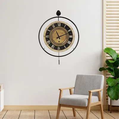 Obrázok produktu pre Opviq, Mclock-00127, Dekoratívne kovové nástenné hodiny, čierne, 100 % KOV, 58 x 7 x 80 cm