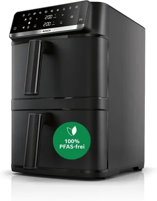 Produktbild von Bosch Serie 6 MAFD661B7, Heißluftfritteuse, 12 l, Doppel, Schwarz, Berührung, Eigenständig