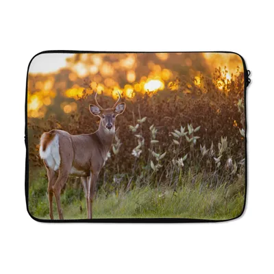 Produktbild von MuchoWow® Laptop Hülle 17 Zoll Laptoptasche Hirsche - Pflanzen - Sonnenuntergang - Wildtiere - Natur - Zipper - Schutzabdeckung