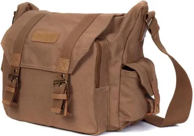 Produktbild von Cwatcun Kameratasche Canvas Messenger Bag Braun L F1 - Stoßfeste Tasche für Spiegelreflexkameras, DSLR, Systemkameras & Zubehör