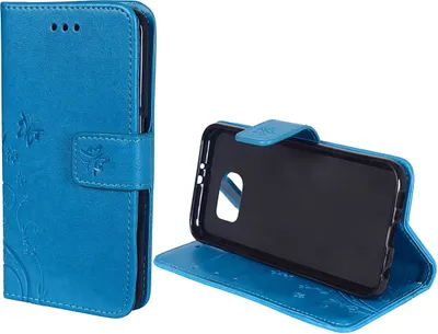 Produktbild von Schutz Hülle Blumen für Handy Samsung Galaxy S6 Edge Blau