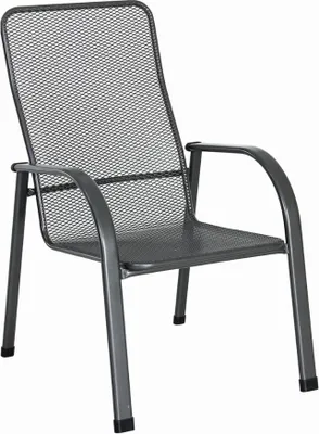 Produktbild von MWH DAS ORIGINAL Stapelsessel Chalet, Metall, Eisengrau, Witterungs- und UV-beständig, 110 kg, 78,5 x 60,5 x 98,5 cm, leicht