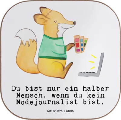 Produktbild von Mr. & Mrs. Panda Untersetzer für Gläser Modejournalist Herz - Weiß - Geschenk, gläseruntersetzer, Studium, Reporter, Ausbildung, Coaster, Tischuntersetzer, Journalist