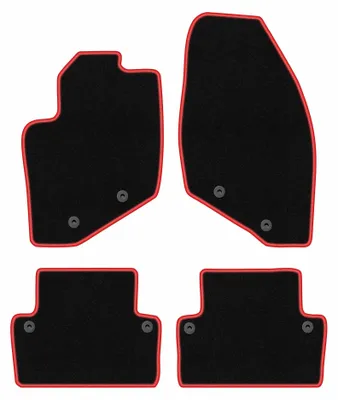 Image de Tapis de sol en moquette pour Volvo V70 II 2000-2007 (break) – jeu 4 pièces, noir/rouge, sur mesure – Wielganizator CARLUX