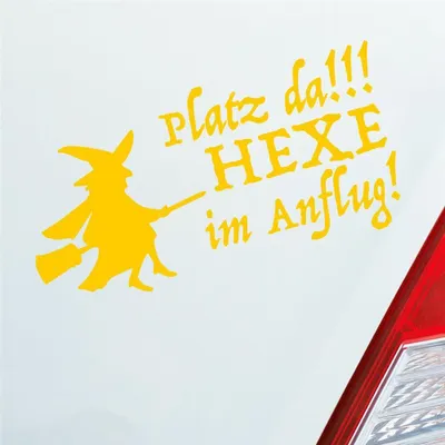 Produktbild von Auto Aufkleber Platz da!!! Hexe im Anflug! Girl 10x20 cm Gelb Sticker Heckscheibenaufkleber