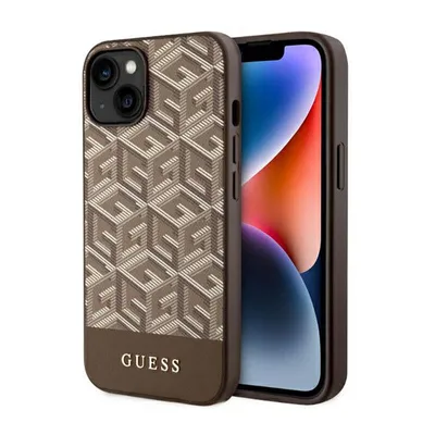 Produktbild von Guess Apple Tasche GUHMP14SHGCFSEW iPhone 14 braun/braun Hartschale GCube Stripes MagSafe