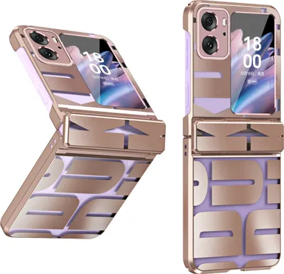 Produktbild von Hülle für Oppo Find N2 Flip Hülle mit Scharnierschutz, Galvanisierter Klar Schutzhülle Roségold