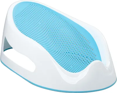 Productafbeelding van Badsteun voor baby's, gemaakt van TPE, zacht siliconen, veilig, comfortabel. Ligsteun voor babybadkuip, geschikt voor pasgeborenen, in lichtblauw