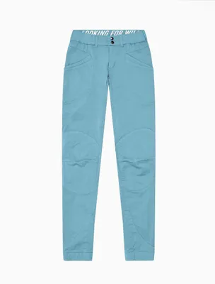 Laila Peak Hose von Looking for Wild in hellblau; geeignet für Klettern und Bouldern; mit Taschen und verstärkten Knien.