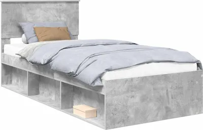 Productafbeelding van vidaXL Bedframe, betonkleur, 90 x 190 cm, massief grenenhout
