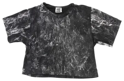Produktbild von Crop Top - Shirt - Used Look - Stonewashed - schwarz