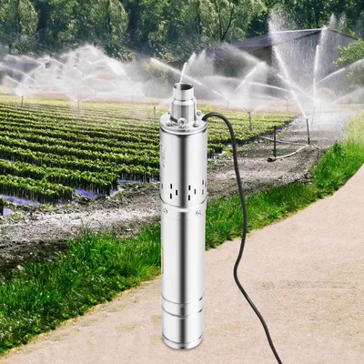 Image de Pompe à eau pour puits profonds, haute efficacité, acier inoxydable durable, UE, 220 V, argent