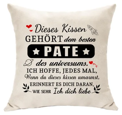 Produktbild von Kissenbezug für den Taufpaten – Geschenk zur Taufe, zum Geburtstag, zum Vatertag, zu Weihnachten und zur Taufankündigung