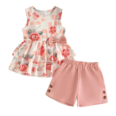 Produktbild von 2-teiliges Bekleidungsset für Babys und Mädchen mit Blumenmuster