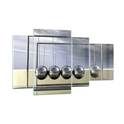 Produktbild von Bilder auf glas - Chrom Kugeln Wissenschaft - 120x70cm - Glasbilder - Wandbilder - Kunstdruck - zum Aufhängen bereit - Wanddekoration aus Glas - Glas Bilder - Wandbild auf Glas - GDL120x70-0252