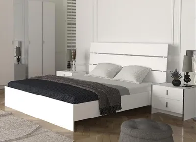 Produktbild von Luxus Bett Schlafzimmer Möbel 2x Nachttische Set Einrichtung Betten Weiß 3tlg.