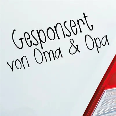 Produktbild von Auto Aufkleber Gesponsort von Oma & Opa Schriftzug KFZ Car 19x8 cm Schwarz Glanz Sticker Heckscheibenaufkleber