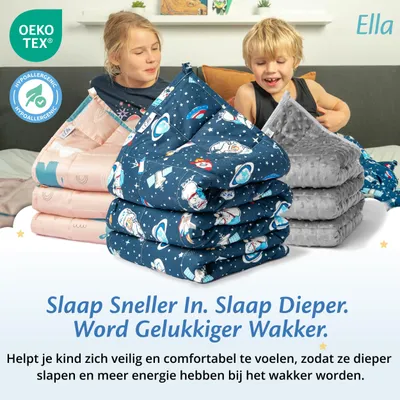 Obrázok produktu pre Záťažná prikrývka pre deti, váha 2,4 kg, rozmer 90 x 120 cm, vyrobená z certifikovanej bavlny OEKO-TEX, určená pre deti