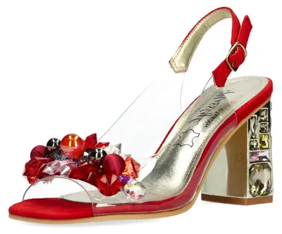 Produktbild von Misstyl by Laura Vita Damen Sandalette Glitzersteine Slingback MISSY 14, Größe:41 EU, Farbe:Rot