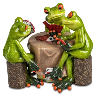 Image de Formano Grenouilles amusantes Joueur de skat 16cm Figurine Décoration Jeu de cartes Grenouille