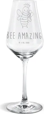 Produktbild von Mr. & Mrs. Panda Weinglas Biene König - Transparent - Geschenk, Weißwein Glas, wein, Für, Weißweinkelch