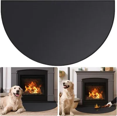 Immagine prodotto di Tappetino in fibra di vetro - 61 x 106 cm - pannello semicircolare ignifugo - 2 strati ignifughi - tappetino per patio e terrazza - nero