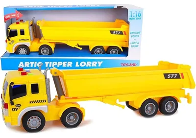 Produktbild von Gelber Kipplaster-Spielzeug – Lastwagen mit Licht und Sound – 40 cm – Ab 3 Jahren