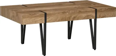 Produktbild von Couchtisch Beistelltisch Sofatisch Mit Verstellbaren Fußstützen Wohnzimmertisch Industriedesign Mdf Metall Naturholz 105 X 60 X 42 Cm