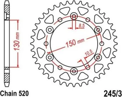 Produktbild von Kettenrad 46Z Teilung 520 für YAMAHA XJ6 YZF HONDA FMX FX NX SLR VT