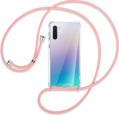 Produktbild von Handykette Backcover-Schutzhülle mit Band (Metall silberfarben) für Samsung Galaxy Note 10 (N970) - rosa