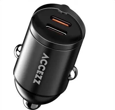Produktbild von Accezz Autoladegerät | Schnellladegerät mit 2 Ports - 2x USB-C 65 Watt - Schwarz