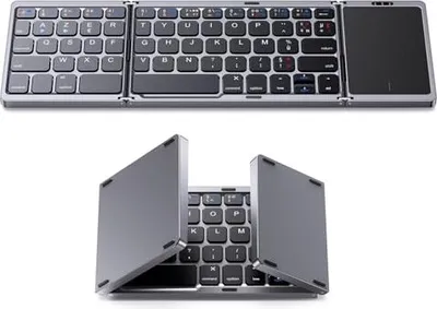 Produktbild von Omoton Wireless Tastatur Touchpad, faltbare mini tragbare wiederaufladbare Bluetooth iPad/Laptop/Windows/Android/Tablet (schwarz)
