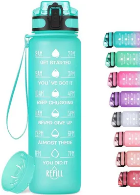 Produktbild von Leichtes 1L Tritan-Wasserflasche mit Strohhalm, BPA-frei, schokfest für Sport