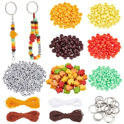 DIY Schlüsselanhänger Set 1088 tlg. Herbstperlen Ahornblatt