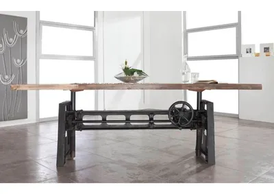 Produktbild von MASSIVMOEBEL24 Esstisch Altholz höhenverstellbar 200x100x75-105 mehrfarbig lackiert INDUSTRIAL #23