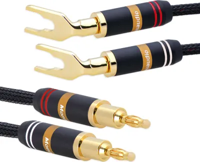 Produktbild von Bananenstecker Bananen Y-Schuh Gabel Kabel Audio Hifi Boxen Lautsprecher High End Kabel 12AWG 3m