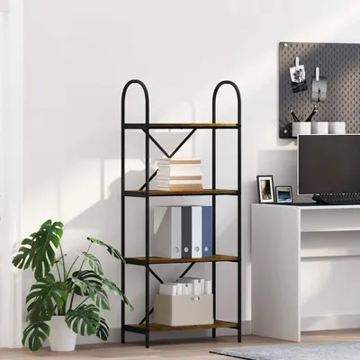 Produktbild von "Schlussverkauf" Bücherregal rechteckig - 1 pc - Büroregal mit Stauraum - Geräucherte Eiche 60x30x146 cm Holzwerkstoff  C12286