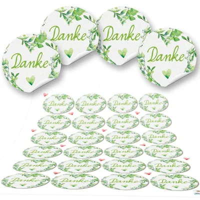 Produktbild von Logbuch-Verlag 72 Aufkleber rund grün hellgrün weiß DANKE Herz 4 cm Geschenkaufkleber Etiketten Sticker - Hochzeit Taufe Kommunion Geburtstag Gastgeschenk give-away Deko Fest Verpackung Mitgebsel