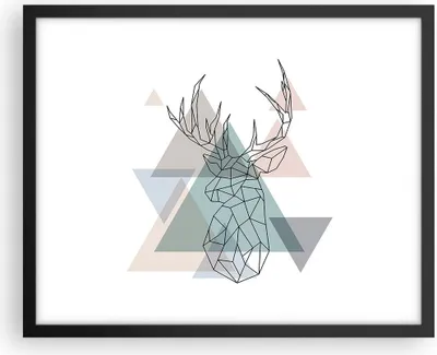 Produktbild von Gerahmtes Poster - Schwarzer Rahmen - Hirsch Abstraktion - 50x40 cm - Wand Bild - Wanddeko - Wandbilder - Kunstposter - Wandposter - Bilderrahmen - Bilder - Kunstdruck - Wandbild - P2BAA50x40-3909