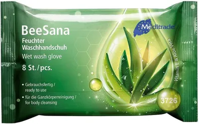 Produktbild von 192 feuchte Waschhandschuhe - BeeSana Einmalwaschlappen