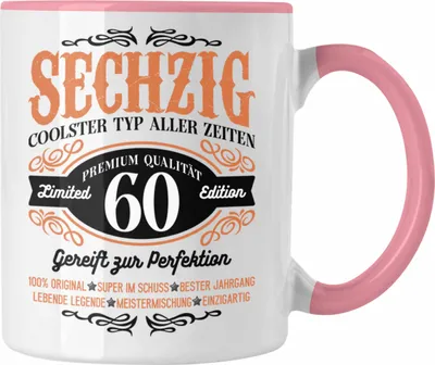 Produktbild von Trendation -  60. Geburtstag Tasse Mann Geschenk 60er Geschenkidee 60 Vater Männer Lustig Geschenke 60 Jahre Alt Mann Männer Vater (Rosa)
