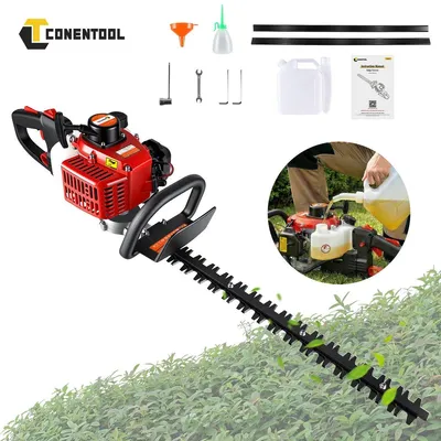 Zdjęcie produktu dla Nożyce do żywopłotów spalinowe, 60 cm, podwójne ostrze, 900 W, silnik dwusuwowy. Nożyce do żywopłotów z przednim osłoną i tłumikiem drgań, przeznaczone do pielęgnacji i formowania żywopłotów