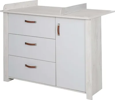 Produktbild von roba Wickelkommode mit Wickelansatz 'Mila', Soft-Close, 3 Schubladen, 1 Tür, Wickelhöhe 90,5 cm