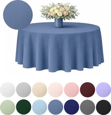 Produktbild von MEBLE ODNOWA, Runder Tischdecken-Bezug, Matt Tischdecke, Kühlblau, 320 cm, Bankett und Hochzeitstischdecke, Tischschutz, Elegant, Formstabil, Elastisch, Strapazierfähig, Maschinenwaschbar