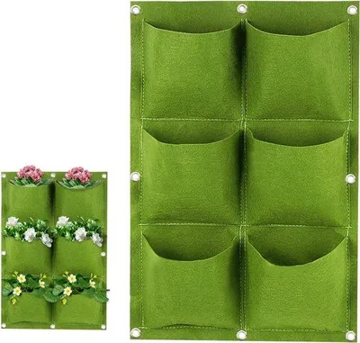 Immagine prodotto di Sacco di coltivazione in plastica da appendere alla parete, 6 scomparti, verde, riutilizzabile