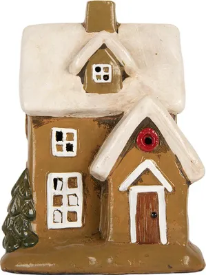 Immagine prodotto di Clayre & Eef Portacandele House 15x12x20 cm in Vetroceramica marrone